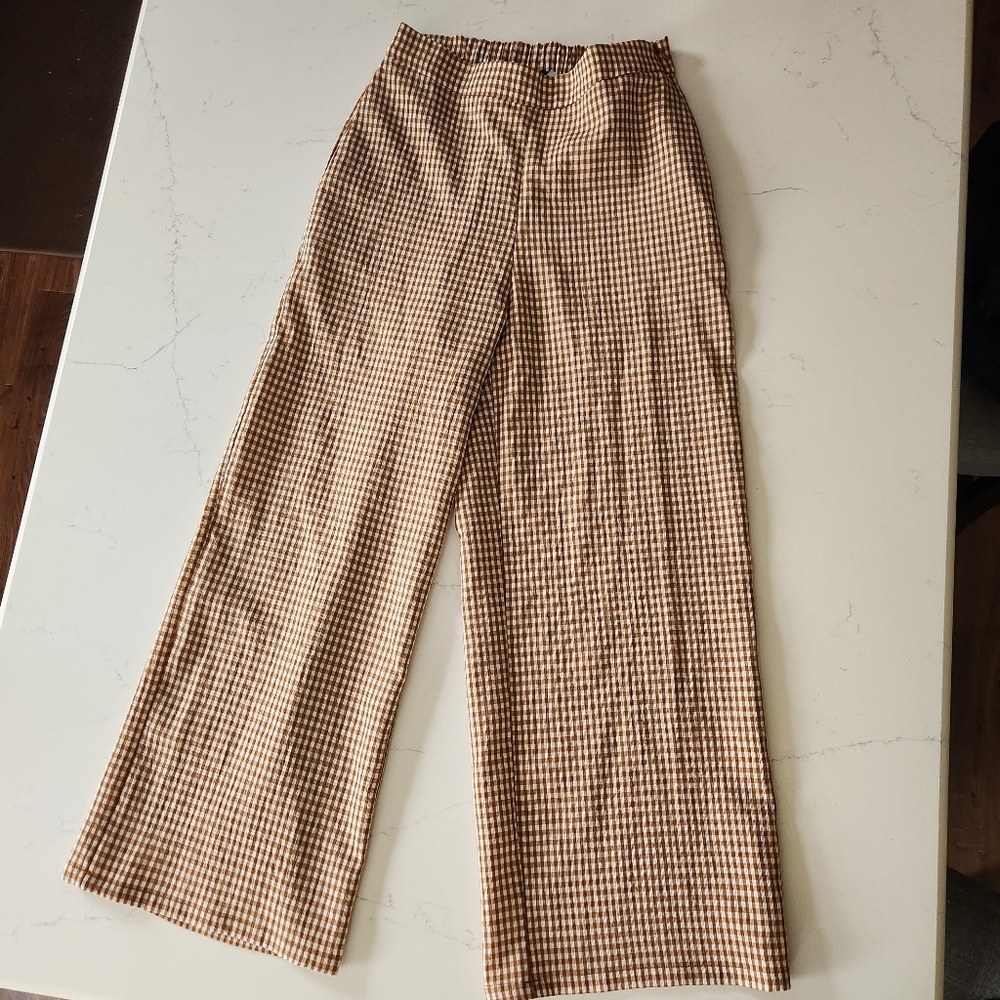Lucy Paris, Brown & White Ginham Crops, Size XS
